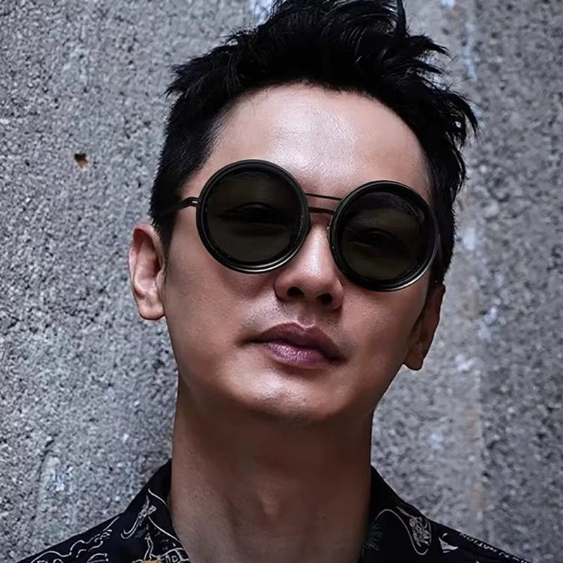 Round Polarized Sunglasses 1-9 Gears Adjustable Tint Sun Glasses with ND Filter Lenses for Men Beach Shady Fishing